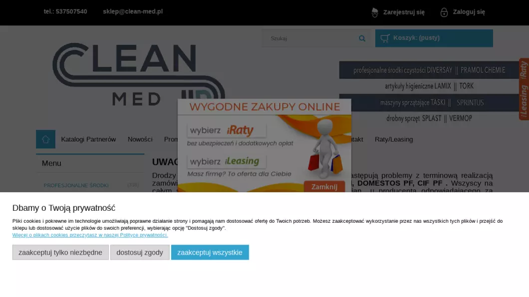 Profesjonalne środki czystości | Sklep internetowy Clean-Med
